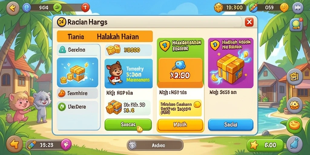 Tampilan karakter yang berwarna-warni dan unik.